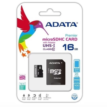 Карта памяти MicroSD 16GB A-Data Class 10 (AUSDH16GUICL10-RA1) фото