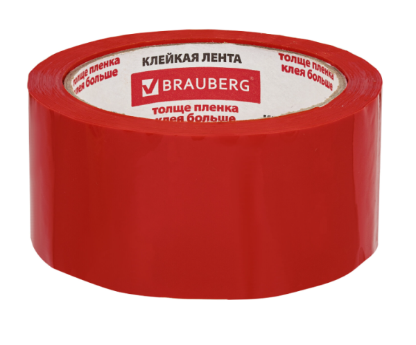 Клейкая лента упаковочная 48 мм х 66 м, КРАСНАЯ, толщина 45 микрон, BRAUBERG, 440074 фото