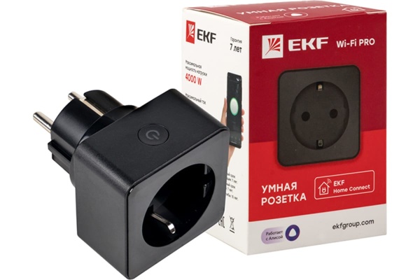 Умная розетка EKF Сonnect PRO Wi-Fi черная RCS-2-WF фото