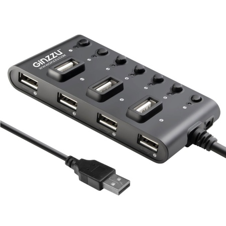 Хаб USB 2.0 Ginzzu GR-487UB (7xUSB 2.0) фото
