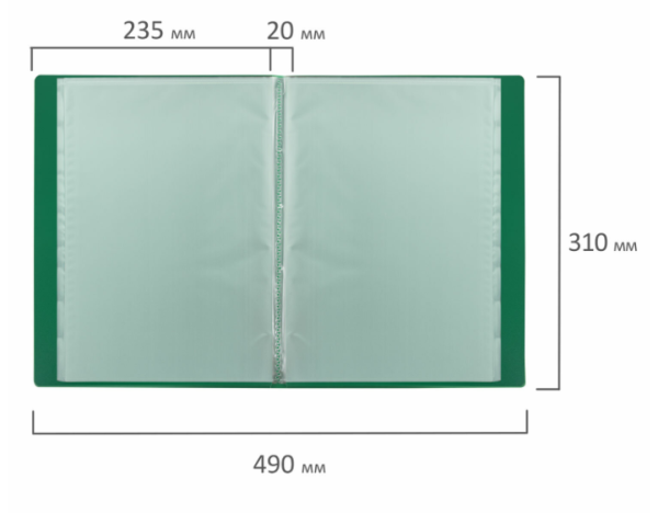 Папка с 30 вкладышами BRAUBERG Office, зеленая, 0,5мм, 271326 фото