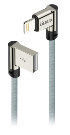 Кабель USB - Lightning OLMIO 1м, угловой серый (38654) фото