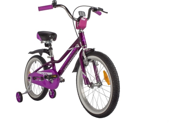 (м) Велосипед детский NOVATRACK 18"185ANOVARA.VL22 алюм., фиолетовый, пер.руч., зад.нож. тормоз, кор фото