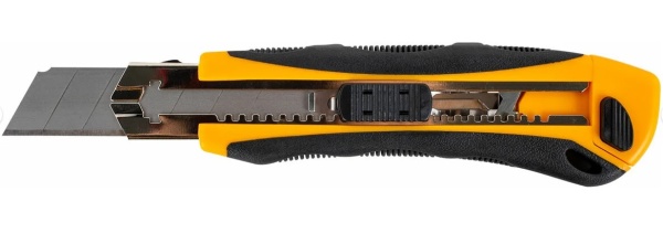 Нож универсальный мощный 25 мм BRAUBERG EXTRA-DL, с двумя фиксаторами, резиновые вставки, 238732 фото