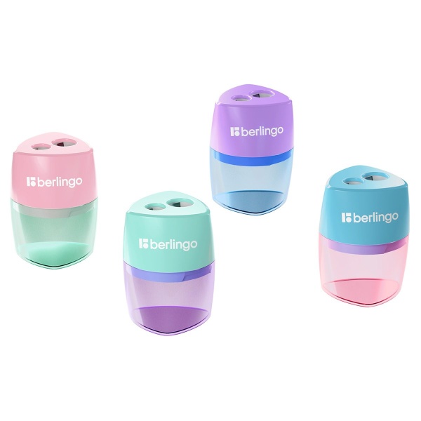 Точилка пластиковая Berlingo "Haze XL", с контейнером, 2 отверстия, ассорти фото