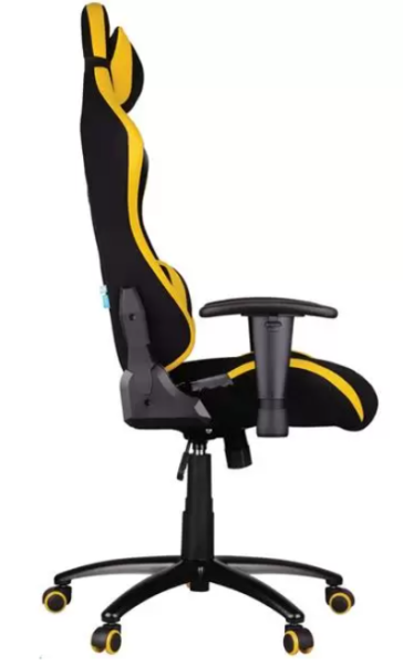 Кресло игровое Helmi HL-G07 "Pointer", ткань черная/желтая, 2 подушки фото
