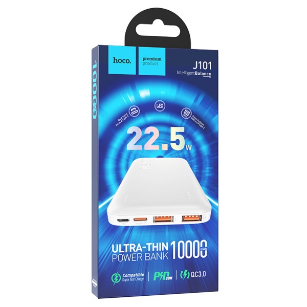 Аккумулятор внешний HOCO J101 10000mAh белый (6931474782489) фото