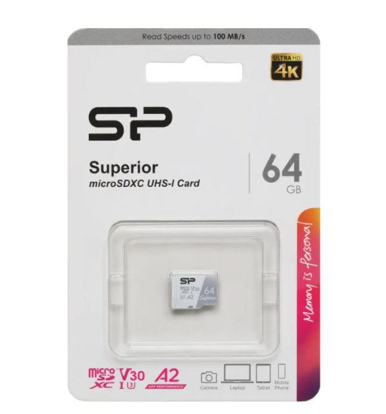 Карта памяти MicroSD 64GB  Silicon Power Class 10 Superior SP064GBSTXDA2V20SP фото