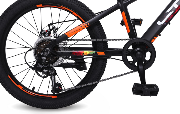 (м) Велосипед детский LTBIKE 20" SKILL, алюминий, рама 10,5", 6-ск, черный/оранжевый фото