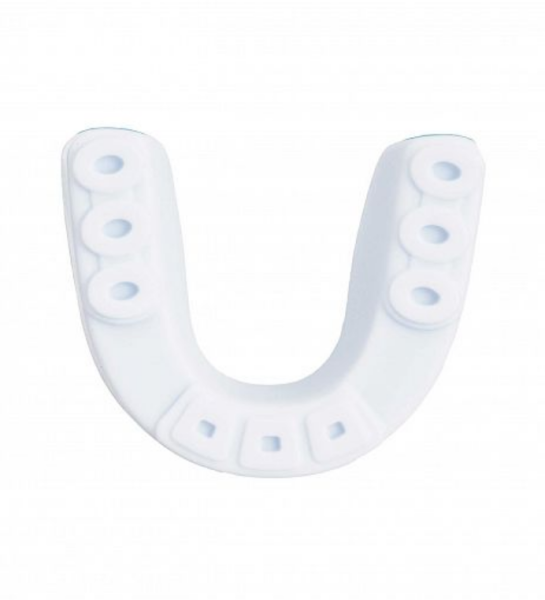 Капа одночелюстная Clinch Shield Double Layer Mouthguard бело-синяя (размер Junior) фото