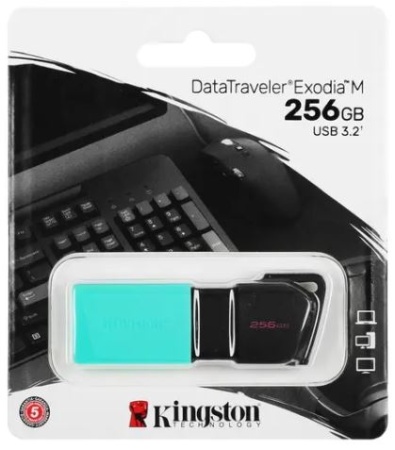 USB флеш-накопитель 256GB Kingston  DataTravele Exodia M чёрный/голубой USB 3.2 (DTXM/256GB) фото