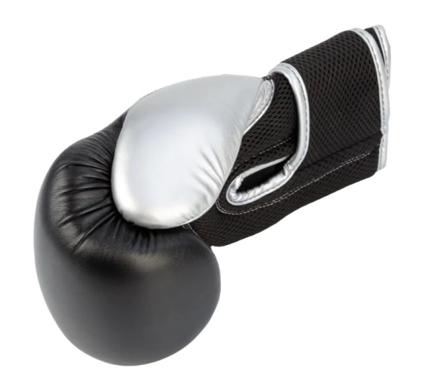 Перчатки боксерские Clinch Aero 2.0 черно-серебристые (вес 12 унций) C136  фото