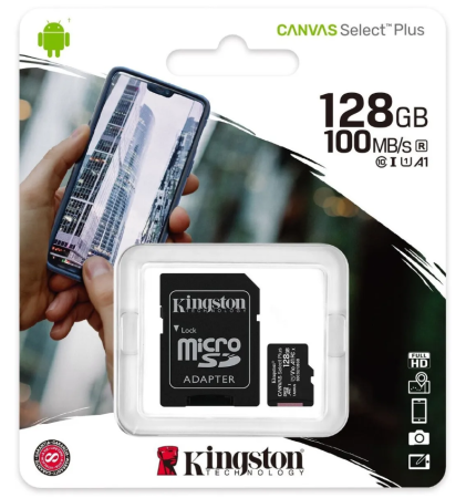 Карта памяти MicroSD 128GB Kingston Class 10 UHS-I U1 (100 Mb/s) (SDCS2/128GB) фото