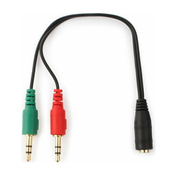 Переходник аудио Cablexpert CCA-418, 2хJack 3.5(M) 3pin/Jack 3.5(F), 20см, черный фото
