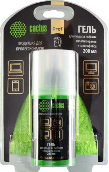 Чистящий набор (салфетки + гель) Cactus CS-S3004BL для экранов и оптики блистер 1шт 25х25см 200мл  фото