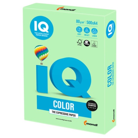 Бумага IQ "Color pale" А4, 80г/м2, 500л. (зеленый) Арт: MG28 фото