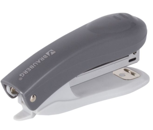 Степлер №10 BRAUBERG "Original", до 12 листов, с антистеплером, серый, 222531 фото