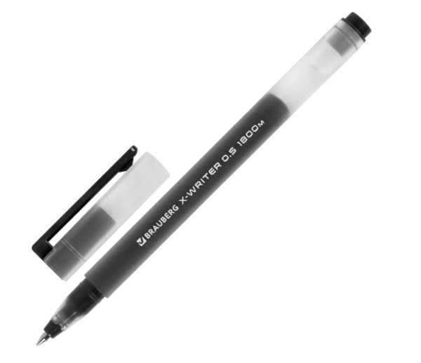 Ручка гелевая УВЕЛИЧЕННАЯ ДЛИНА ПИСЬМА 1 800 м, ЧЕРНАЯ, BRAUBERG X-WRITER 1800, лин 0,35 мм, 144135, фото