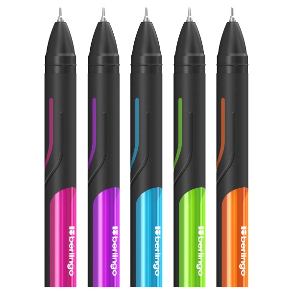 Ручка шариковая Berlingo "Color Zone stick" синяя, 0,7мм, прорезиненный корпус ассорти фото