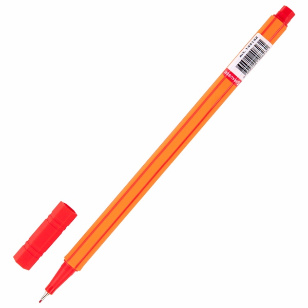 Ручка капиллярная (линер) КРАСНАЯ, BRAUBERG FINE 040, шестигранная, линия письма 0,4мм, 144142 фото