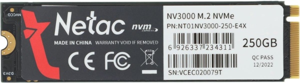 Накопитель SSD 250Gb M.2 2280 Netac NV3000 3000/1400 NVMe PCIEx4 (NT01NV3000-250-E4X) фото