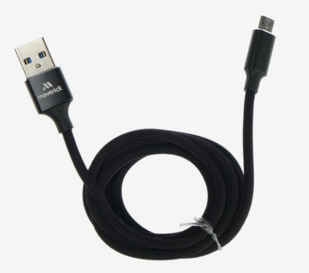 Кабель USB - MicroUSB "Maverick" C1 1,2м текстиль/металл черный фото