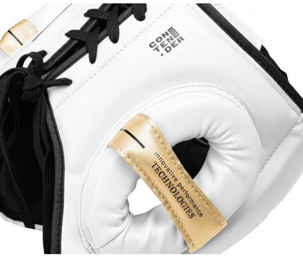 Шлем боксерский Clinch Contender бело-черно-золотой (размер M) C226  фото