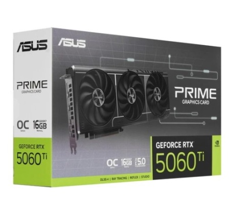 Видеокарта PCI-E 16Gb ASUS NV PRIME-RTX5060TI-O16G 128bit GDDR7 2617/28000 HDMIx1 DPx3 HDCPP RTL фото