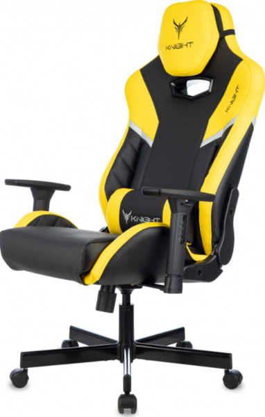 Кресло игровое Knight Thunder 5X черный/желтый эко.кожа крестов. металл KNIGHT THUNDER 5X Y  фото
