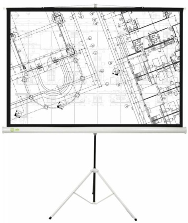 Экран Cactus 127x127см Triscreen CS-PST-127X127 1:1 напольный рулонный черный  фото