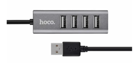 Хаб USB HOCO HB1 USB-хаб 4хUSB Темно-серый (6957531038139) фото