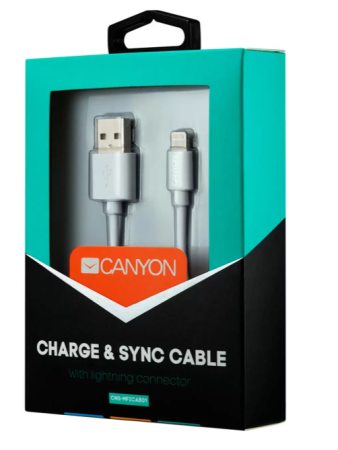 Кабель USB - Lightning CANYON 1м CNS (белый) (MFI) (SWECNSMFICAB01W) фото