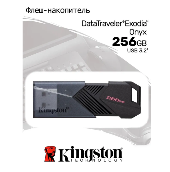 USB флеш-накопитель 256GB Kingston  DataTravele Exodia Onyx чёрный USB 3.2 (DTXON/256GB) фото