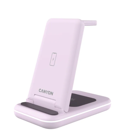 Беспроводное зарядное устройство CANYON WS-304 3в1 Розовый (CNS-WCS304IP) фото