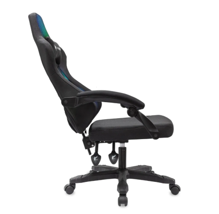 Кресло игровое Knight Wolf RGB черный с подголов. крестов. пластик пластик черный KNIGHT WOLF RGB B фото