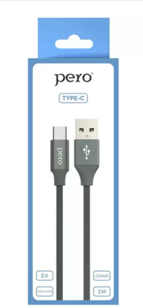 Кабель USB - Type-C PERO DC-02 1м серый (PRDC-02TC1MGR) фото