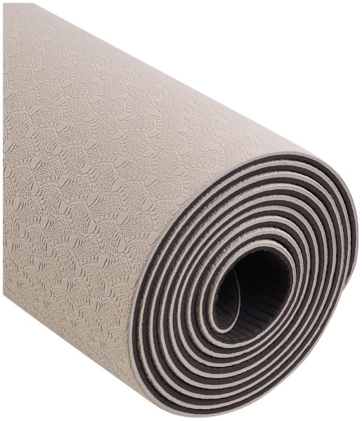 Коврик для йоги STARFIT FM-201 TPE, 183x61х0,4 см черный/серый фото