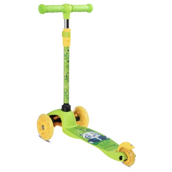 Самокат-кикборд CITY-RIDE CR-S4-05PGN телескопический руль металл, колеса PU 120/76 со светодиодами, купить ЦИТ Самокат-кикборд CITY-RIDE CR-S4-05PGN телескопический руль металл, колеса PU 120/76 со светодиодами, фото