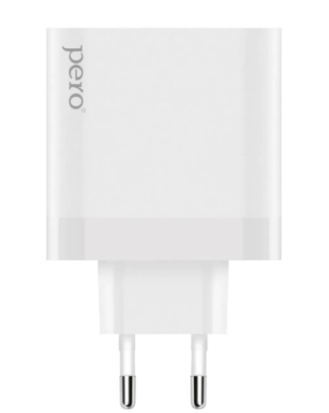 Сетевое зарядное устройство PERO TC15 USB-A QC3.0 + USB-C PD 65W белый ТС15W фото