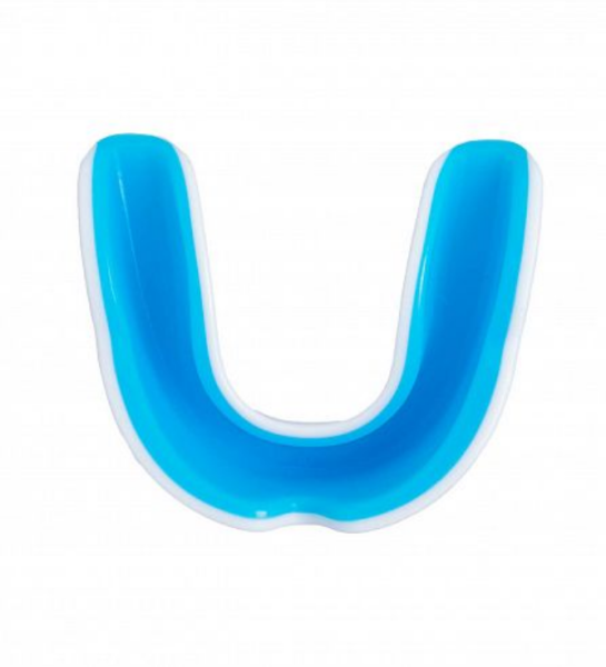 Капа одночелюстная Clinch Shield Double Layer Mouthguard бело-синяя (размер Junior) фото