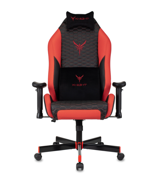 Кресло игровое Knight Neon черный/красный соты экокожа с подголов. крестов. металл KNIGHT NEON RED  фото