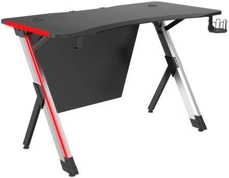 Стол игровой Cactus CS-GTX-AL-CARBON-RED столешница МДФ карбон каркас серебристый  фото