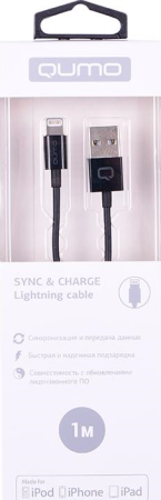 Кабель USB - Lightning Qumo, MFI С48 1м черный фото