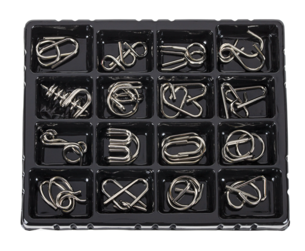 Головоломки металлические большие ЗОЛОТАЯ СКАЗКА, набор 16 штук, разные уровни сложности, 664928 фото