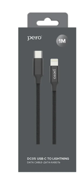 Кабель Type-C - Lightning PERO DC-05 1м черный PRDC-05TC8P1MB фото