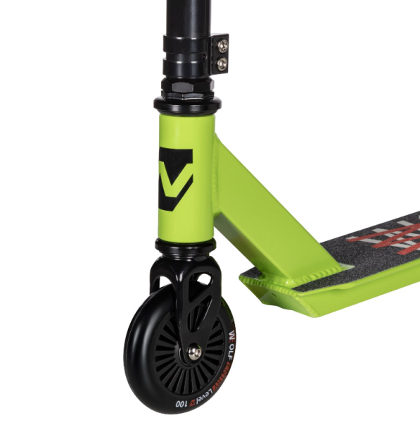 Самокат трюковый NOVATRACK 100P.WOLFJR.GN26 Wolf JR, 100 мм, зеленый фото