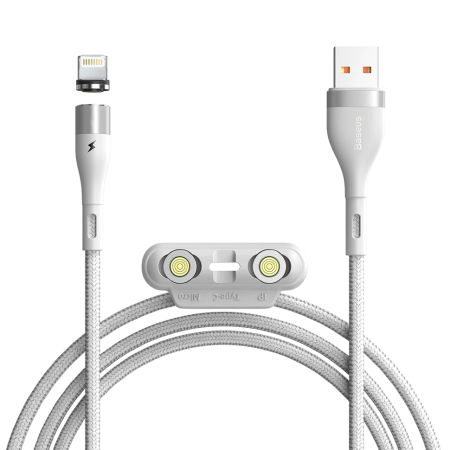 Кабель USB - Type-C+Lightning+MicroUSB  Baseus 1м, Магнитный, белый (CA1T3-B02) фото