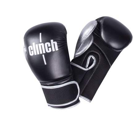 Перчатки боксерские "Clinch Aero" черно-серебристые 12 унц.  фото