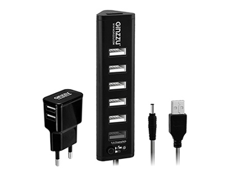 Хаб USB 2.0 Ginzzu GR-315UAB, 7 портов (1xUSB3.0+6xUSB2.0)+adp фото