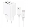 Сетевое зарядное устройство PERO TC02 2USB 2.1A c кабелем Type-C в комплекте, белый ТС02W2AT фото